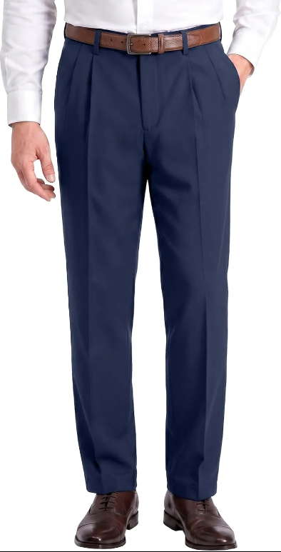 Men's Classic Fit Dress Pants Pleated Wrinkle Resistant Trousers for Office Business Work